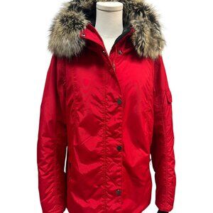 Obermeyer Red and Faux Fur Insulated Parka Jacket Women’s 14 Excellent Condition